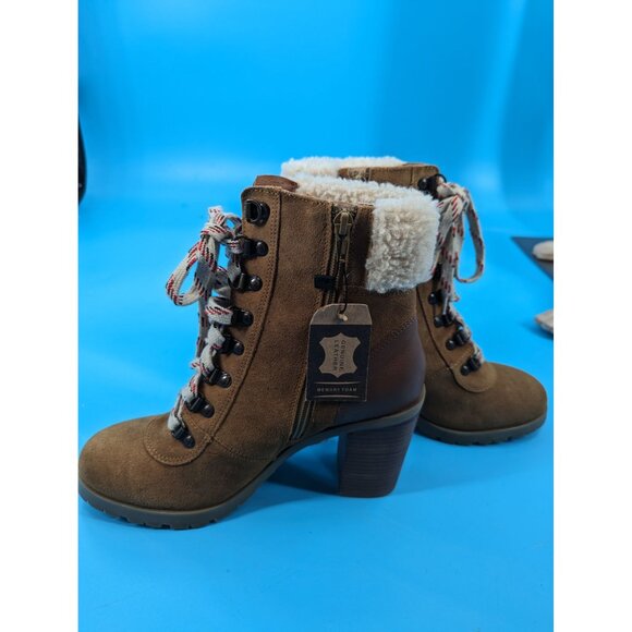 Crevo Footwear Joan Leather Sherpa Lace Up Ankle Boot $120 NWT - Picture 6 of 9